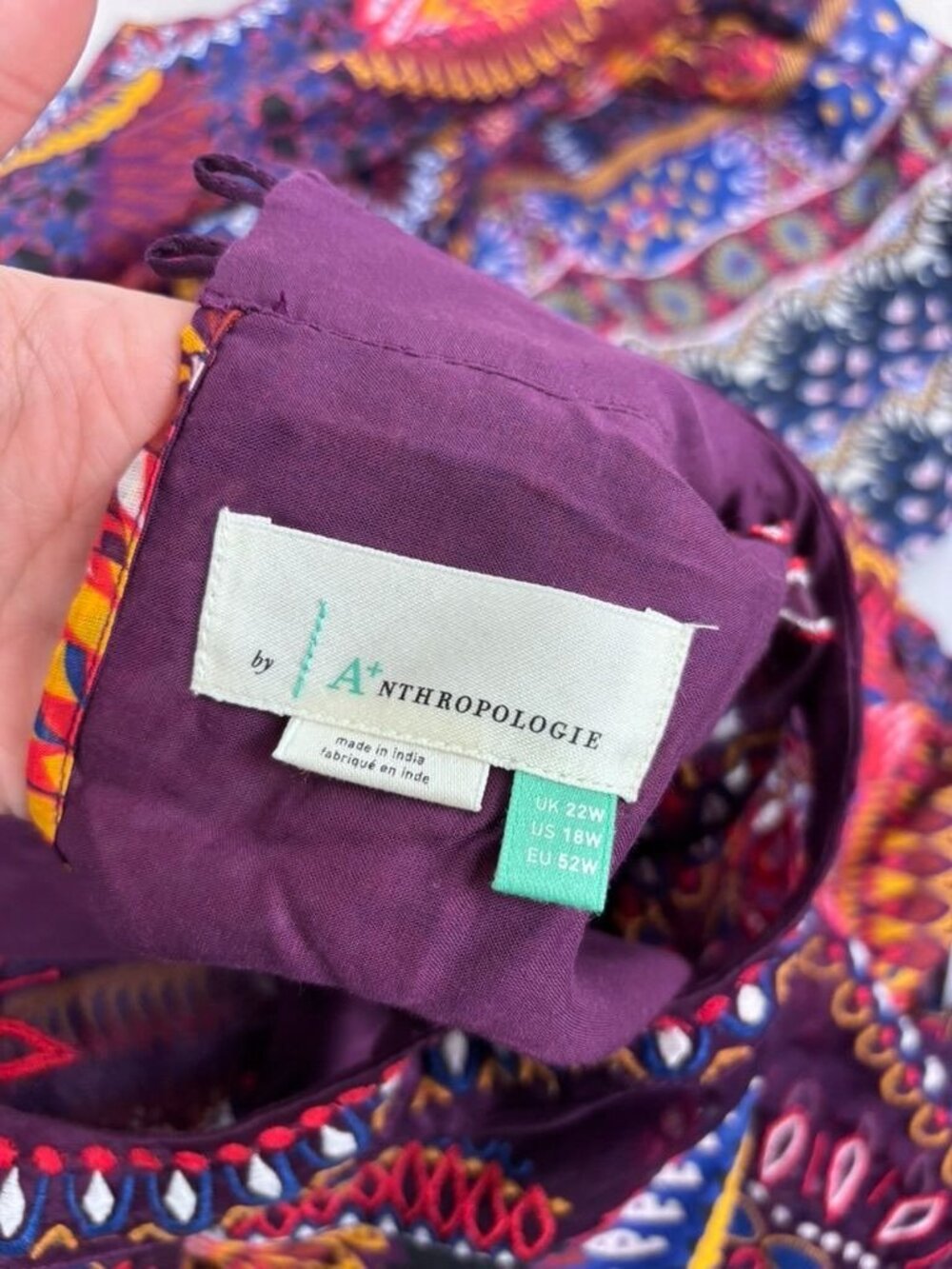 Anthropologie womens 18W Maren embroidered maxi dress purple multicolor bohemian - Picture 13 of 14